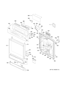 Escutcheon & Door Assembly Diagram and Parts List for GSD4060K00SS  General Electric Dishwasher