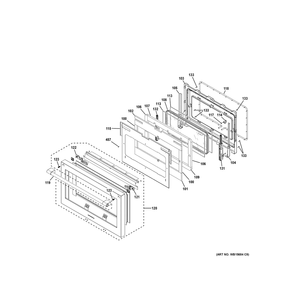 Door Assembly Diagram and Parts List for ZHP365ETV2SS  General Electric Wall Oven
