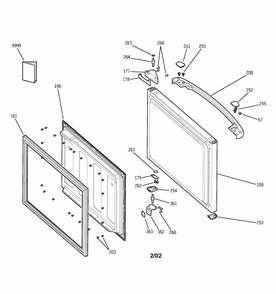 Freezer Door Diagram and Parts List for GBS18KBMWW  General Electric Refrigerator