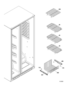 FZ SHELVES Diagram and Parts List for DSR25USWCGS  General Electric Refrigerator