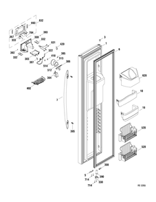 FZ DOOR Diagram and Parts List for PSDS5YGXAFSS  General Electric Refrigerator