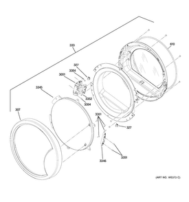 Door Diagram and Parts List for GFDN120GD2WW  General Electric Dryer