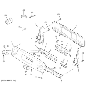 Control Panel Diagram and Parts List for JB630DF4BB  General Electric Range