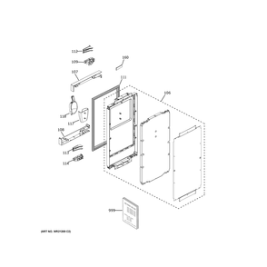 Door Diagram and Parts List for UCC15NPRDII  General Electric Ice Maker