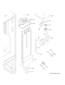 Fresh Food Section Diagram and Parts List for GFE24JGKAFWW  General Electric Refrigerator