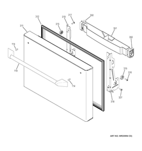 Freezer Door Diagram and Parts List for ZWE23PSHFSS  General Electric Refrigerator