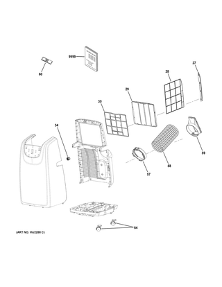 Room Air Conditioner Diagram and Parts List for QPHD10AXLBW1  General Electric Air Conditioner