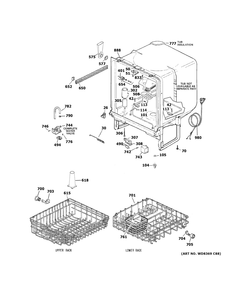 Body Parts Diagram and Parts List for GSD3361K70SS  General Electric Dishwasher