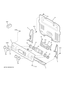 Control Panel Diagram and Parts List for JB625RKBSS  General Electric Range