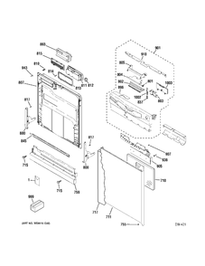 DOOR PARTS Diagram and Parts List for MLD4007L15WW  General Electric Dishwasher