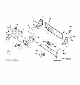 Controls & Backsplash Diagram and Parts List for GBAN2800F0WW  General Electric Washer