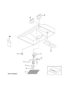 Range Hood Diagram and Parts List for JN327H2CC  General Electric Range Hood