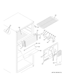 Freezer Section Diagram and Parts List for GTE18LMHERES  General Electric Refrigerator