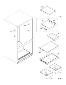 FF SHELVES Diagram and Parts List for GBRS0GAXFRBS  General Electric Refrigerator