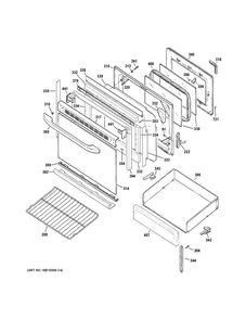 Door & Drawer Parts Diagram and Parts List for JB450DF1CC  General Electric Range