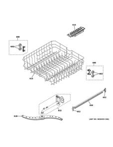 Upper Rack Assembly Diagram and Parts List for GDF535PGR0CC  General Electric Dishwasher