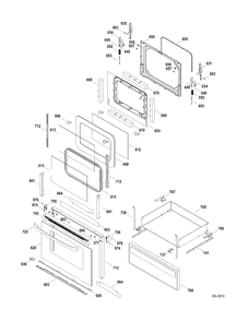 DOOR-DRAWER Diagram and Parts List for RCB757DN2WW  General Electric Range