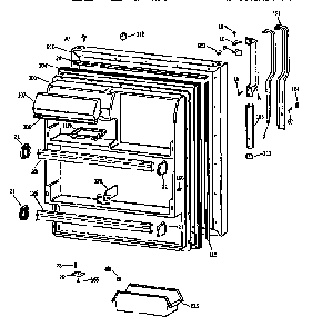 Fresh Food Door Diagram and Parts List for TBX18JATRAD  General Electric Refrigerator