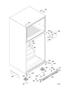 CASE PARTS Diagram and Parts List for GTR22HBTCRWW  General Electric Refrigerator