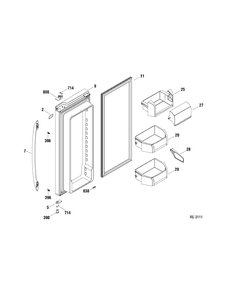 FF DOOR RIGHT Diagram and Parts List for PFRS2MBXASS  General Electric Refrigerator