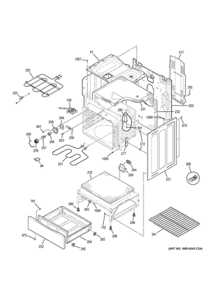 Body Parts Diagram and Parts List for JB258DM1CC  General Electric Range