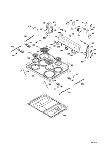 CONTROL PANEL & COOKTOP Diagram and Parts List for MCBS523R3WW  General Electric Range