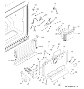 Freezer Section Diagram and Parts List for CWS21SSEBFSS  General Electric Refrigerator