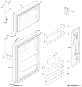 Doors Diagram and Parts List for GTE18GSHBRSS  General Electric Refrigerator