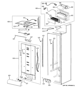 Fresh Food Section Diagram and Parts List for PSB42LGRWV  General Electric Refrigerator