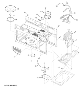 Interior Parts Diagram and Parts List for JVM3162DJ1WW  General Electric Microwave