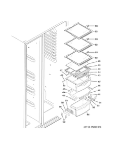 Fresh Food Shelves Diagram and Parts List for GZS22DMJNFES  General Electric Refrigerator