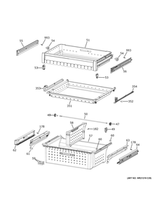 Freezer Shelves Diagram and Parts List for CVE28DP3NFD1  General Electric Refrigerator