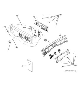 Control Panel Diagram and Parts List for GFDN120GD1WW  General Electric Dryer