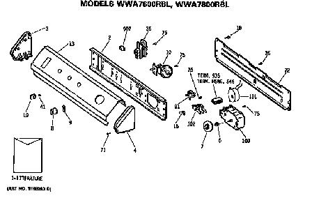 Backsplash Diagram and Parts List for WWA5600RBLWW  General Electric Washer