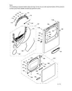 FRONT PANEL AND DOOR Diagram and Parts List for GTD42EAAJ1WW  General Electric Dryer