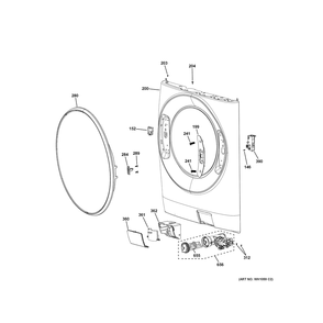 Front Panel & Door Diagram and Parts List for PFQ97HSPV1DS  General Electric Washer Dryer Combo