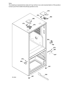 HINGE PARTS Diagram and Parts List for CFE24SSKAKSS  General Electric Refrigerator