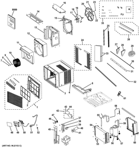 Room Air Conditioner Diagram and Parts List for AEM14AVL1  General Electric Air Conditioner