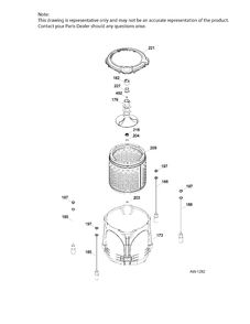 TUB, BASKET & AGITATOR Diagram and Parts List for GTW465BMK1WS  General Electric Washer
