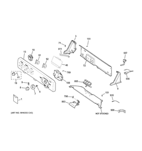 Controls & Backsplash Diagram and Parts List for HSWP1000M4WW  Hotpoint Washer