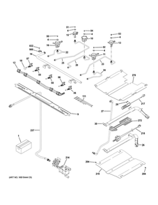 Gas And Burner Parts Diagram and Parts List for JGB660DEJ3BB  General Electric Range