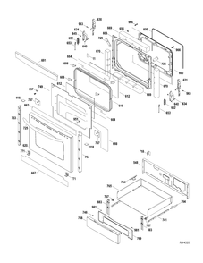 DOOR & DRAWER Diagram and Parts List for JCGB810SET1SS  General Electric Range