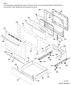 DOOR & DRAWER PARTS Diagram and Parts List for JCGB720EEJ1ES  General Electric Range