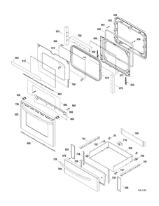 DOOR-DRAWER Diagram and Parts List for JCBP780ST1SS  General Electric Range