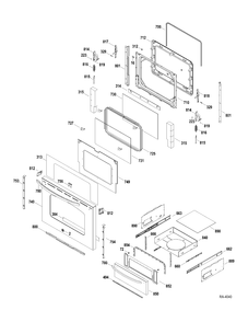 DOOR-DRAWER Diagram and Parts List for JCBP84SP1SS  General Electric Range