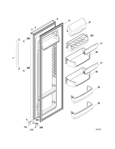 FRESH FOOD DOOR Diagram and Parts List for DSR25USWCGS  General Electric Refrigerator