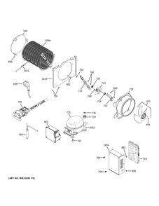 Machine Compartment Diagram and Parts List for ZIC360NNBRH  General Electric Refrigerator