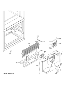 Freezer Section Diagram and Parts List for GYE18JEMXFDS  General Electric Refrigerator