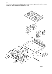 CONTROL PANEL & COOKTOP Diagram and Parts List for P2S968DER3BB  General Electric Range