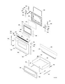 DOOR-DRAWER Diagram and Parts List for RCBS540SJ3SA  General Electric Range
